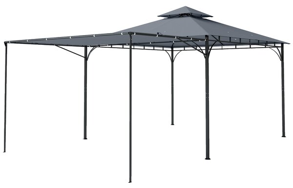 Outsunny Gazebo da Giardino Gazebo da Esterno Tetto Estensibile, 3.2x3.2 m, Grigio | Aosom Italy