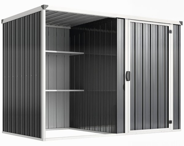 Outsunny Capanno da Giardino in Acciaio Zincato, Porta Bloccabile, 231 x 125 x 162 cm, Grigio | Aosom Italy