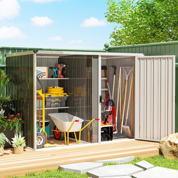Outsunny Capanno da Giardino in Acciaio Zincato, Porta Bloccabile, 231 x 125 x 162 cm, Grigio | Aosom Italy