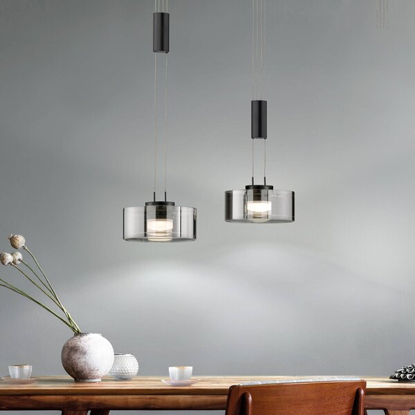 FISCHER & HONSEL Lampada a sospensione Lavin, dimmerabile, Nero, Soggiorno / Sala da pranzo, Metallo, Moderno, Lampada a sospensione