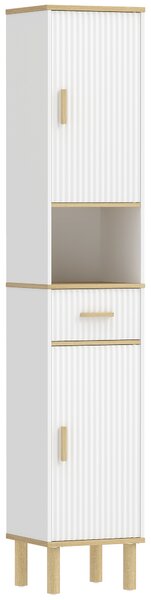 HOMCOM Armadietto 172 cm, Mobile Bagno con Cassetto e Ripiani Regolabili, Bianco | Aosom Italy