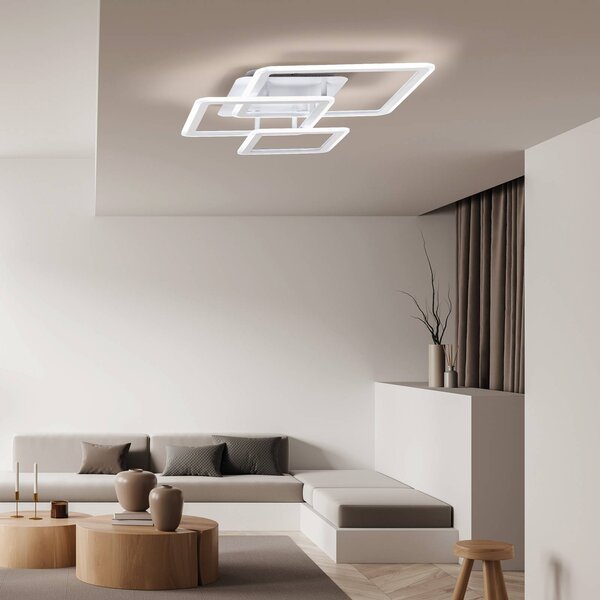 FISCHER & HONSEL Plafoniera soffitto Gelder, dimmerabile, Bianco / Opale, Soggiorno / Sala da pranzo, Metallo, Moderno, Plafoniera