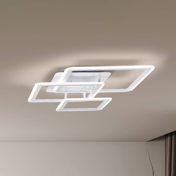 FISCHER & HONSEL Plafoniera soffitto Gelder, dimmerabile, Bianco / Opale, Soggiorno / Sala da pranzo, Metallo, Moderno, Plafoniera