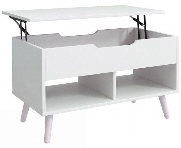 HOMCOM Tavolino da Caffè con Piano Sollevabile e Spazio Nascosto, 75 cm Bianco Punzonato | Aosom Italy