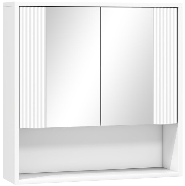HOMCOM Armadietto Bagno da Parete con Ante Specchiate, Ripiano Regolabile e Mobiletto Ante Soft-close, Bianco | Aosom Italy