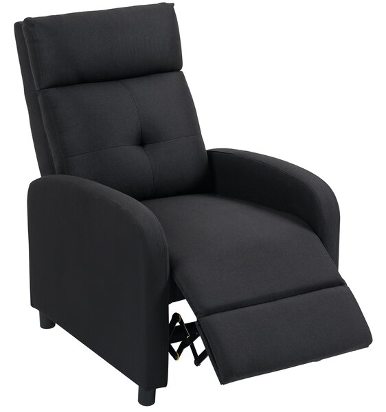 HOMCOM Poltrona Reclinabile 155° max in Tessuto Effetto Lino Grigio con Poggiapiedi, 67x87x98 cm, Nero | Aosom Italy