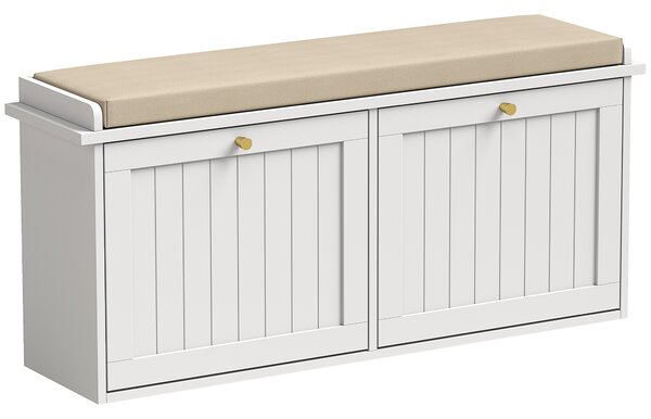 HOMCOM Panca Portascarpe, Mobile Ingresso, Cuscino Imbottito, 2 Cassetti Ribaltabili, 8-10 Paia Scarpe | Aosom Italy