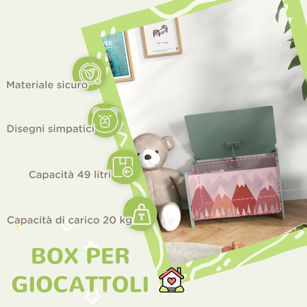 Cassapanca Portagiochi Bambini 2 In 1 - Con Schienale E Leva A Gas, 60x30x50cm | Bianco E Grigio - Foto 8
