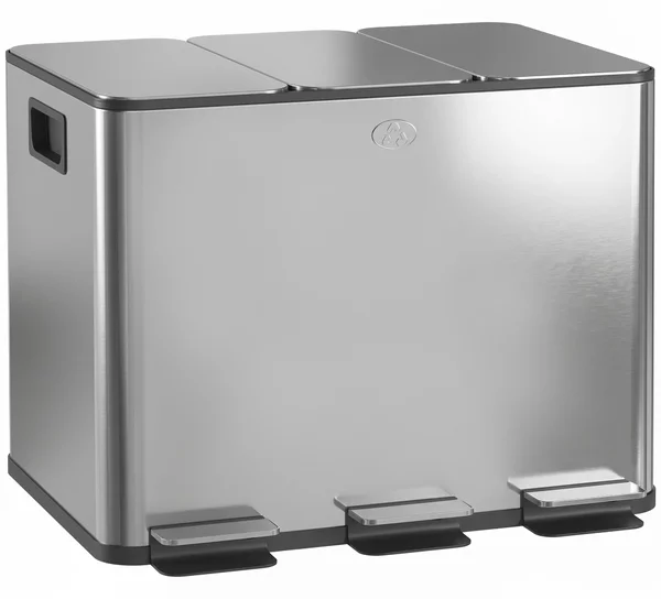 HOMCOM Bidone Immondizia a 3 Sezioni da 20L con Chiusura Silenziosa, in Acciaio Inox e PP, 61.9x36.6x56.7 cm