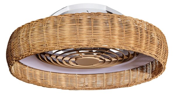 Ventilatore da soffitto LED Kilimanjaro, CCT, rattan Mantra Iluminación, Kilimanjaro, dimmerabile, Legno, Soggiorno, Legno
