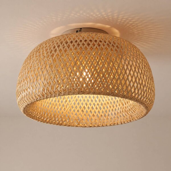 Plafoniera soffitto Jadwiga Lindby, dimmerabile, Legno chiaro, Soggiorno / Sala da pranzo, bambù, Scandinavo, Plafoniera