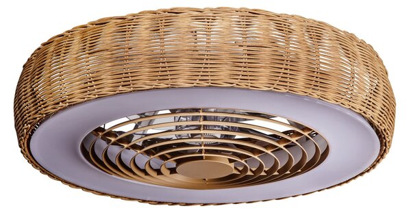 Ventilatore da soffitto LED Kilimanjaro, CCT, rattan Mantra Iluminación, Kilimanjaro, dimmerabile, Legno, Soggiorno, Legno