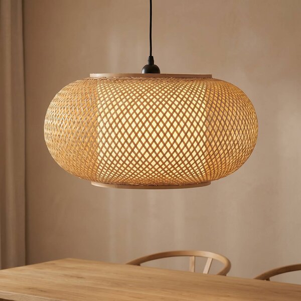 Lampada a sospensione Romaine Lindby, dimmerabile, Legno chiaro, Soggiorno / Sala da pranzo, bambù, Scandinavo, Lampada a sospensione