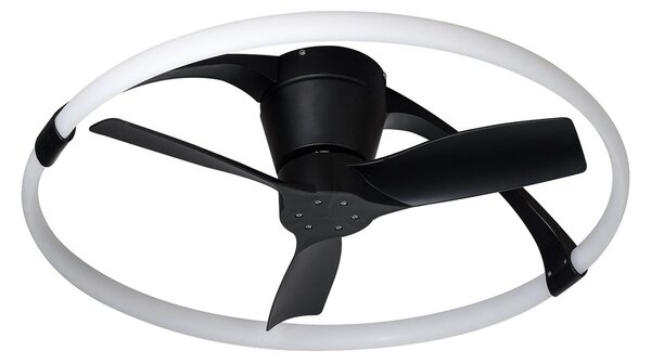 Ventilatore da soffitto LED Nepal Mini, app, bianco/nero - Mantra Mantra Iluminación, Nepal Mini, dimmerabile, Nero, Soggiorno, Metallo, Moderno