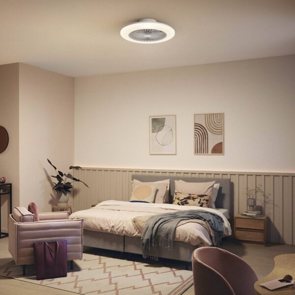 Philips Ventilatore da soffitto LED Amigo, bianco lucido, 58 cm, CCT dimmerabile, Bianco / Opale, Soggiorno / Sala da pranzo, Plastica, Moderno
