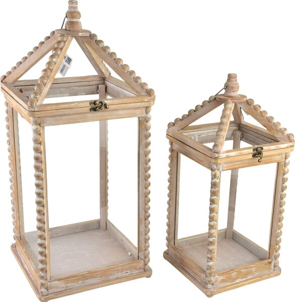 Set di lanterne in legno LOKKE Lokke 28x28x65 cm e 21,5x21,5x50,5 cm, colore naturale, 2 pezzi