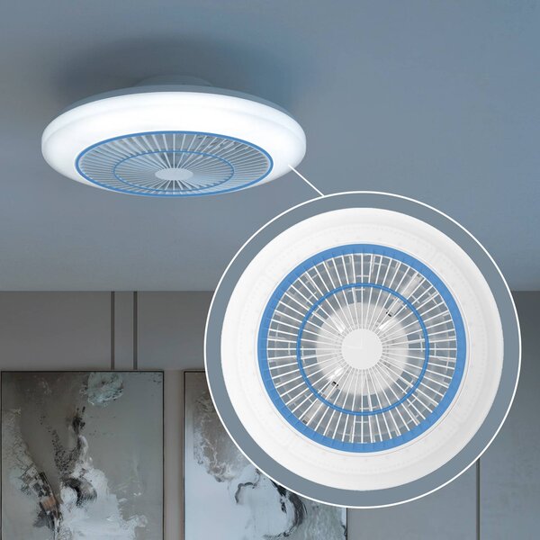 Philips Ventilatore da soffitto LED Amigo, bianco, 48 cm, CCT, RGB dimmerabile, Bianco / Opale, Soggiorno / Sala da pranzo, Plastica, Moderno