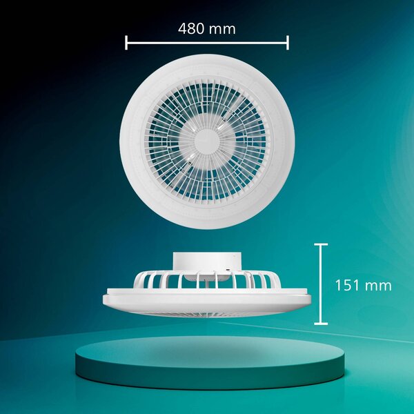 Philips Ventilatore da soffitto LED Amigo, bianco, 48 cm, CCT, RGB dimmerabile, Bianco / Opale, Soggiorno / Sala da pranzo, Plastica, Moderno