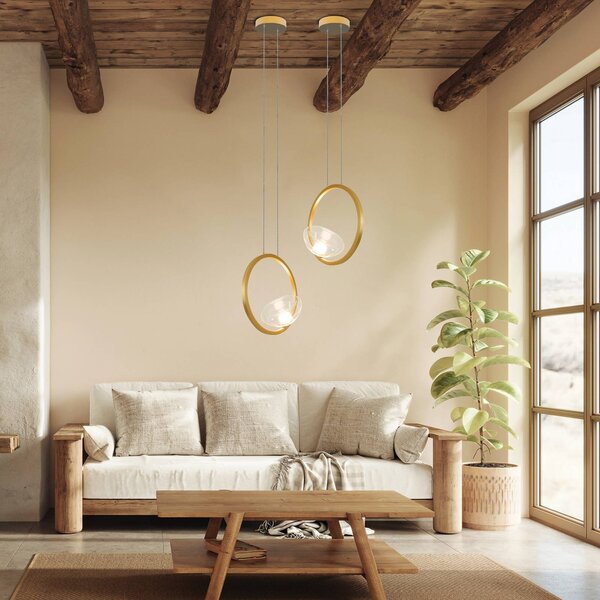 Zambelis Lampada a sospensione 23028, dimmerabile, Ottone / Oro, Soggiorno / Sala da pranzo, Alluminio, Moderno, Lampada a sospensione