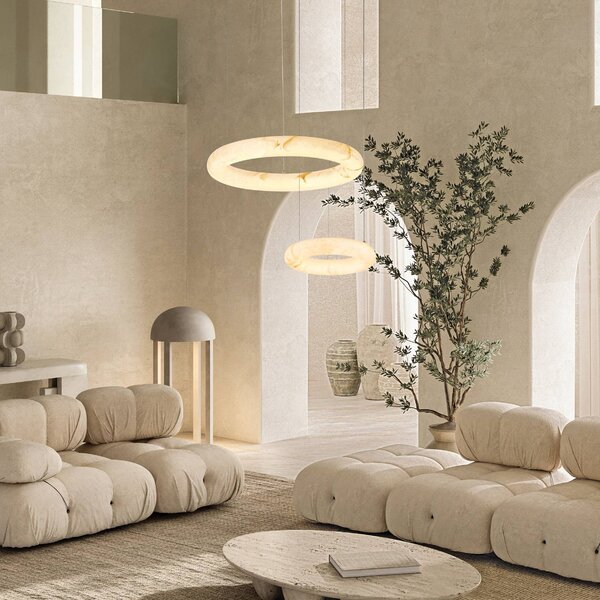 Zambelis Lampada a sospensione 2542, dimmerabile, Bianco / Opale, Soggiorno / Sala da pranzo, Pietra, Lampada a sospensione