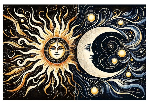 Quadro su tela – Sole e luna