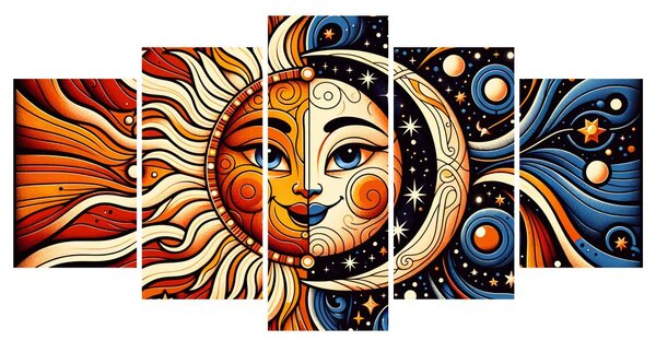 Quadri 5 pezzi – Sole e luna