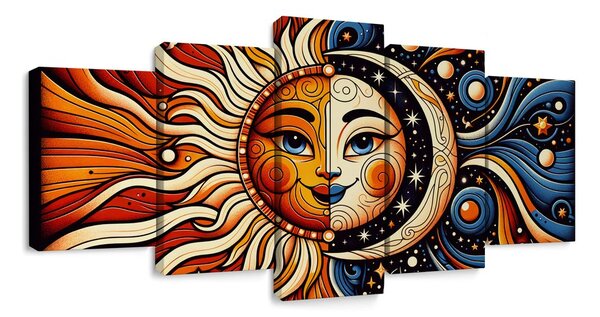 Quadri 5 pezzi – Sole e luna