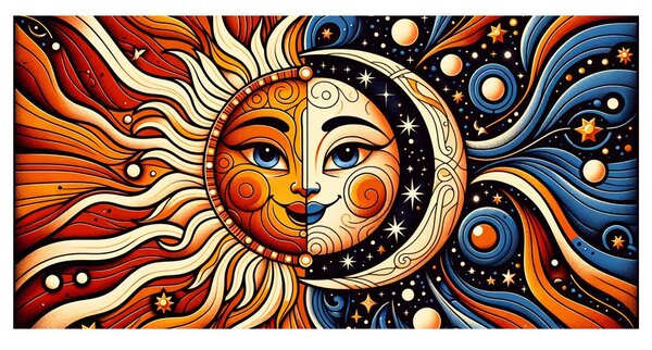 Quadro su tela – Volto solare e lunare