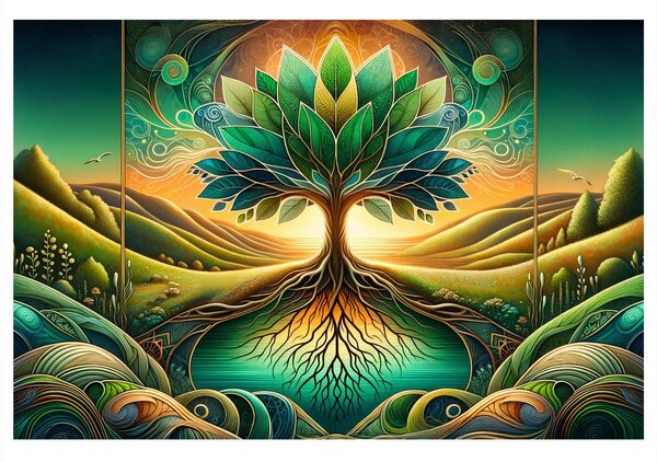 Quadro su tela – Albero della vita natura mistica