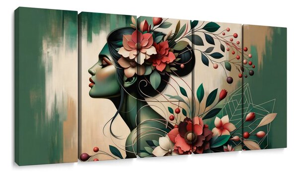 Quadri 5 pezzi – Ragazza con la natura