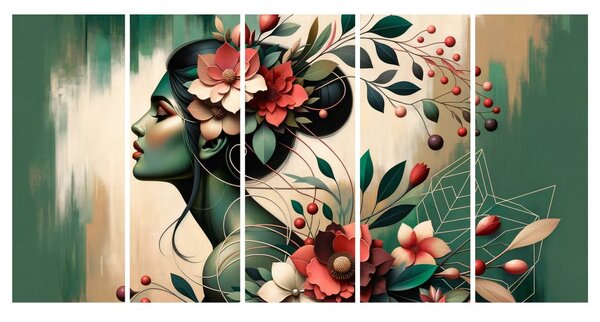 Quadri 5 pezzi – Ragazza con la natura