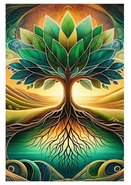 Quadro su tela – Albero della vita mistico al lago