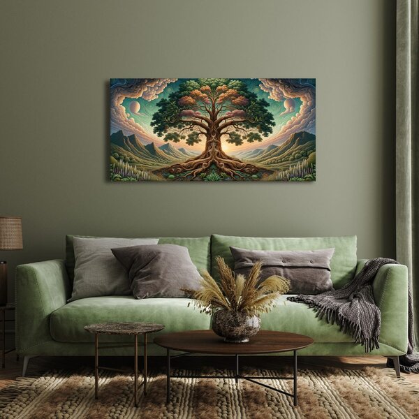 Quadro su tela – Misterioso albero della vita sotto il cielo