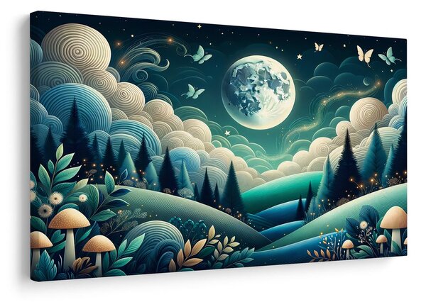 Quadro su tela – Paesaggio forestale sotto le stelle