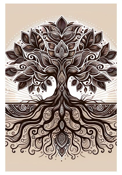Quadro su tela – Albero della vita decorativo su beige