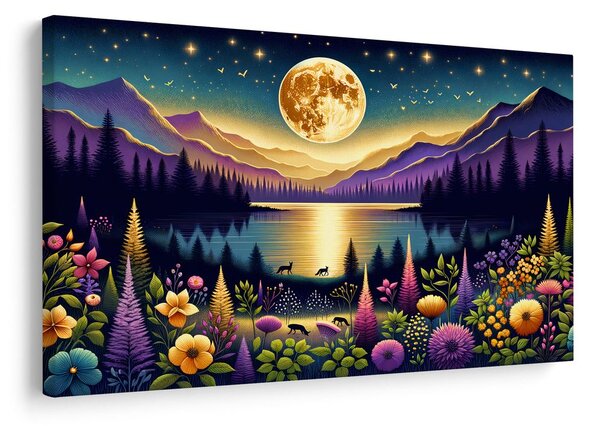 Quadro su tela – Paesaggio romantico con luna piena