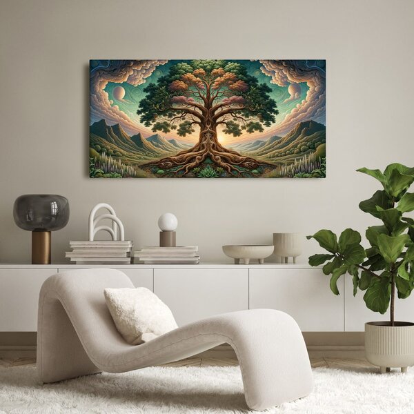 Quadro su tela – Misterioso albero della vita sotto il cielo