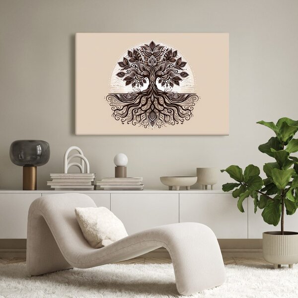 Quadro su tela – Elegante albero della vita con radici
