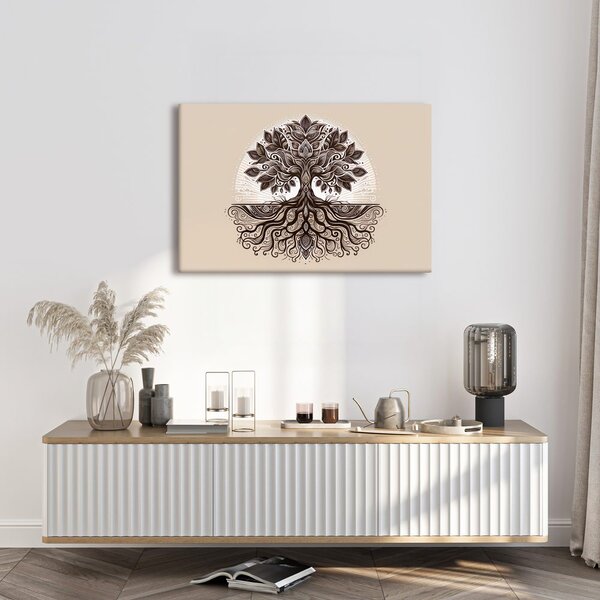 Quadro su tela – Elegante albero della vita con radici