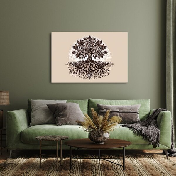 Quadro su tela – Elegante albero della vita con radici