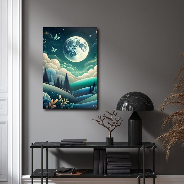 Quadro su tela – Natura fiabesca con luna piena
