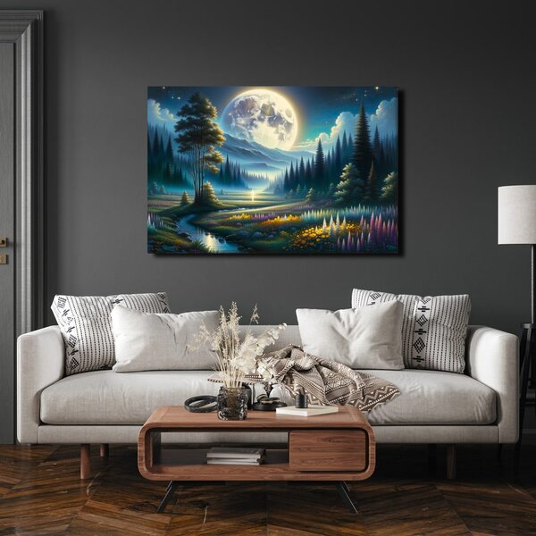 Quadro su tela – Valle magica alla luce della luna
