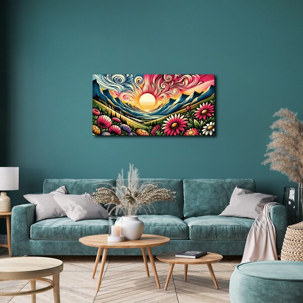 Quadro su tela – Montagne multicolori all’alba
