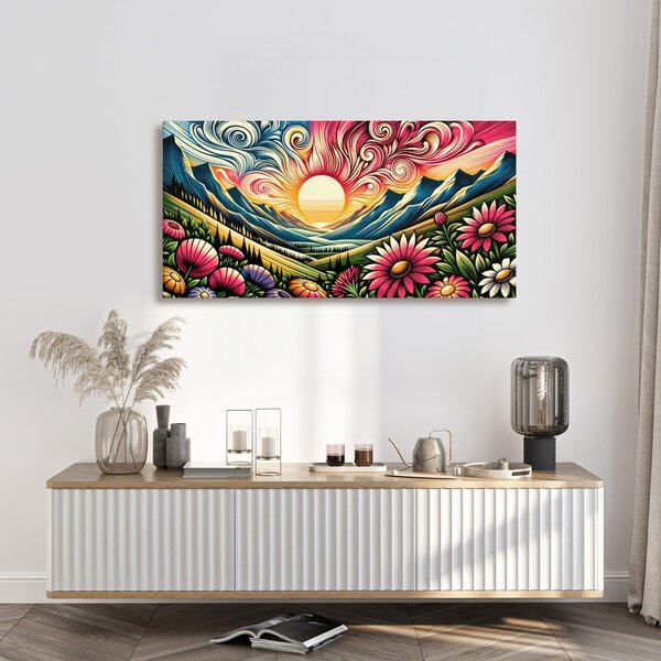 Quadro su tela – Montagne multicolori all’alba
