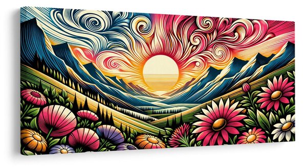 Quadro su tela – Montagne multicolori all’alba