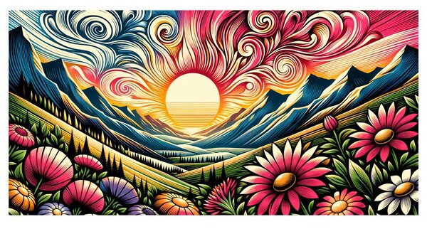 Quadro su tela – Montagne multicolori all’alba