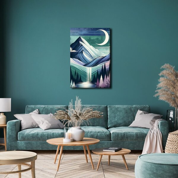 Quadro su tela – Bosco e montagne di notte
