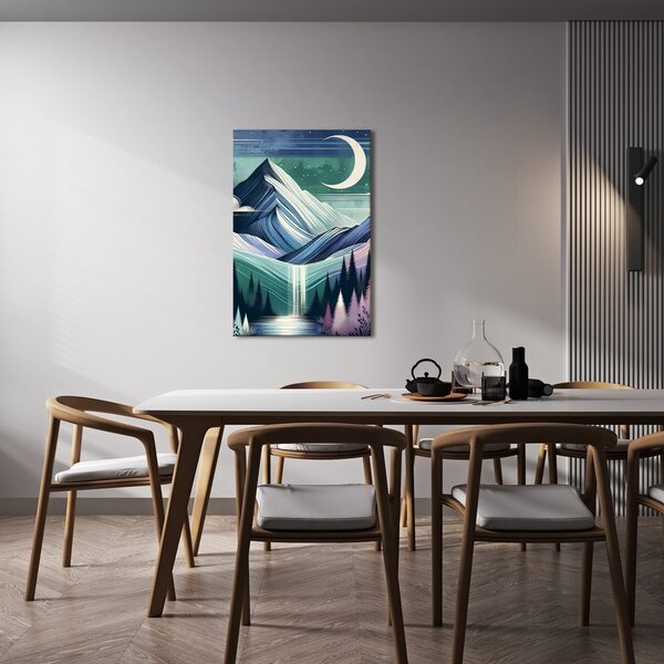 Quadro su tela – Bosco e montagne di notte