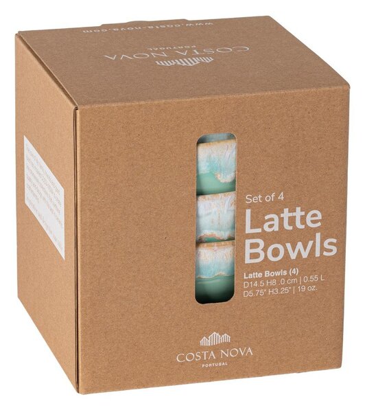 Ciotole turchesi in gres in set di 4 pezzi ø 15 cm Latte - Costa Nova