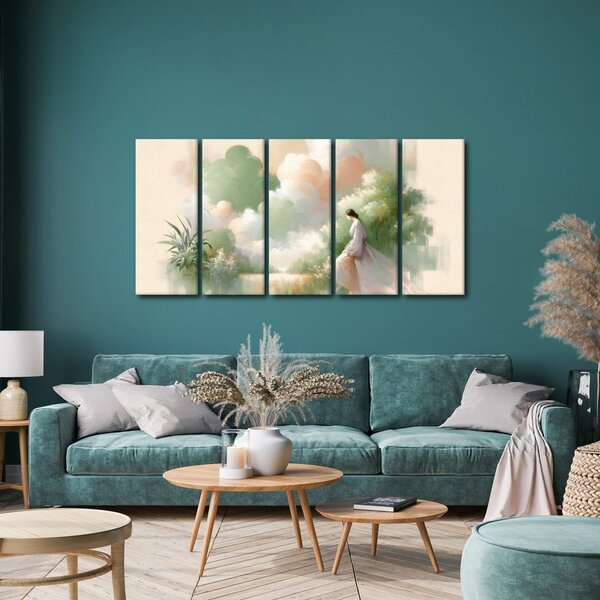 Quadri 5 pezzi – Figura delicata tra i fiori